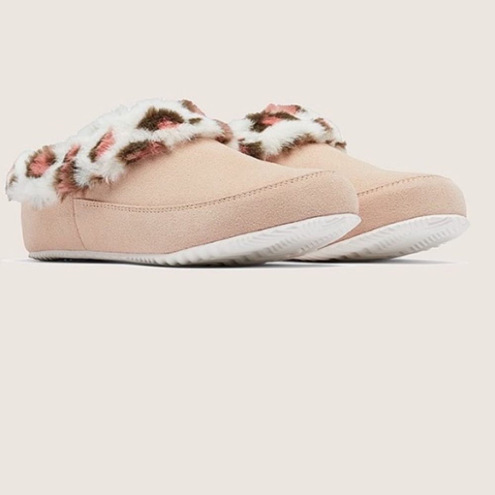 SOREL GO COFFEE RUN suede slippers NOVA SAND, SEA SALT with animal print fur